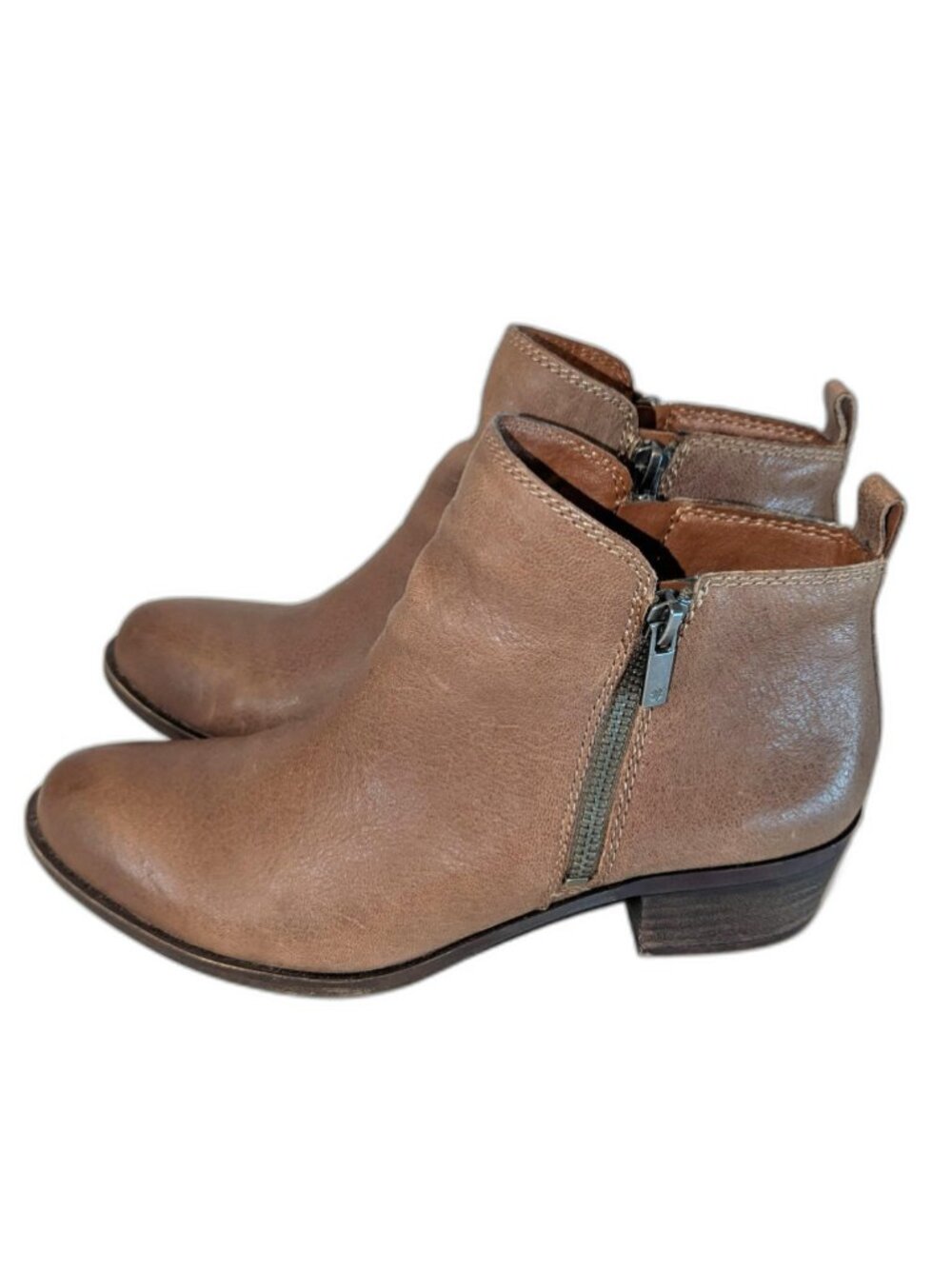 Lucky Brand | Toffee Brown Leather "Basel" Ankle Booties | Size 7.5